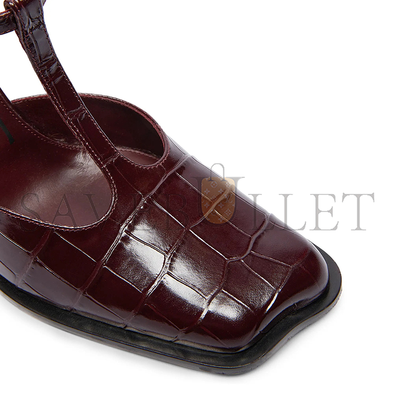 LOEWE ONDA 90MM CROC-EMBOSSED LEATHER T-STRAP PUMPS LONDS01X07